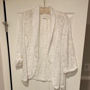 White Lace Open-Front Cardigan
